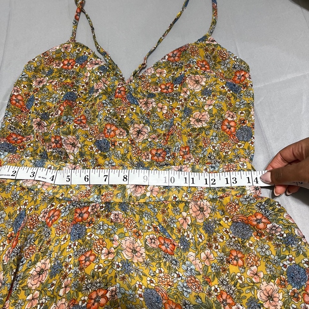 Allison & Kelly Floral Romper Size L Boho Cottage-core Ruffle Tie Waist Festival - Picture 5 of 6